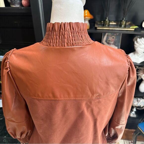 Faux-Leather Mock-Neck Top by INC International Concepts Size M - Picture 10 of 13